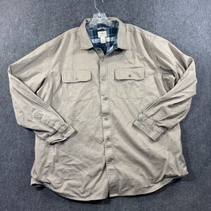 LL Bean Flannel Lined Hurricane Shirt Men's 2XL Brown Traditional Fit Button